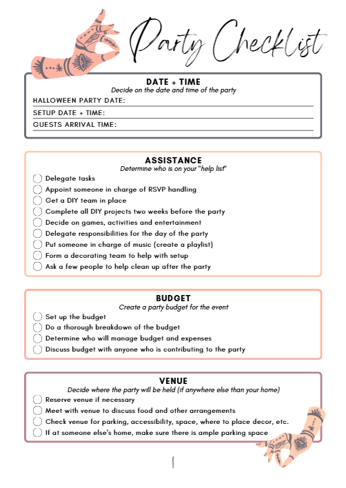 Halloween Party Planner – 45-Page Canva Template for Events, Menus, Decor & More