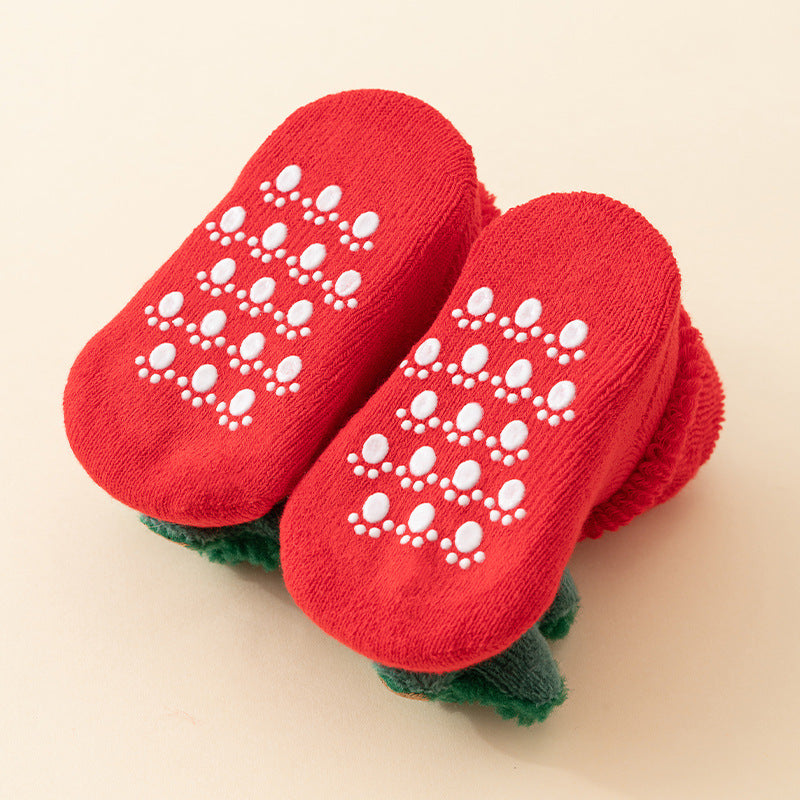 Chaussettes Bébé Noël Nouveau-né Pour Garçons/Filles Chaussettes de Sol de Noël Antidérapantes Chaussettes Premiers Pas Pour Bébé Enfants