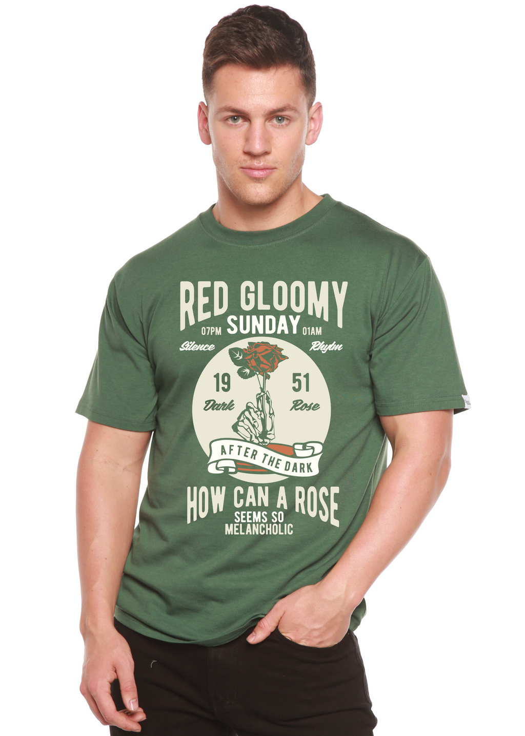 T-shirt à manches courtes Red Gloomy Spun Bamboo® en viscose de bambou et coton biologique pour homme