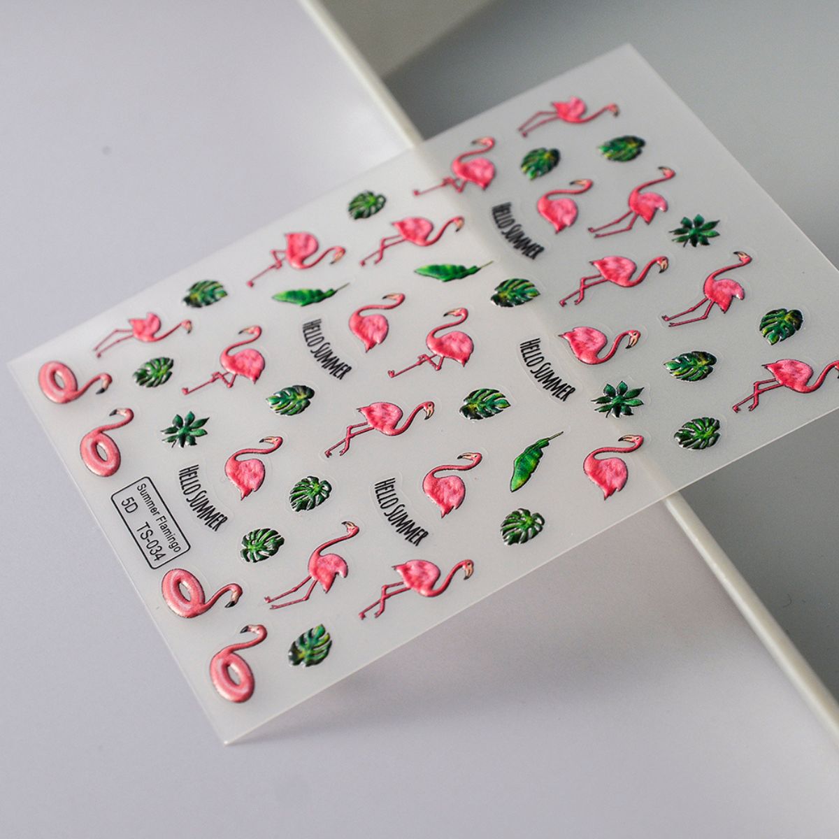 Autocollants d'été pour ongles Flamant rose