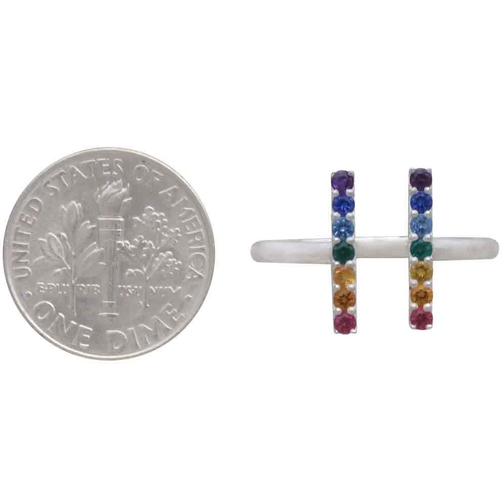 Bague Arc-en-ciel ajustable – Argent Sterling avec Nano Gemmes