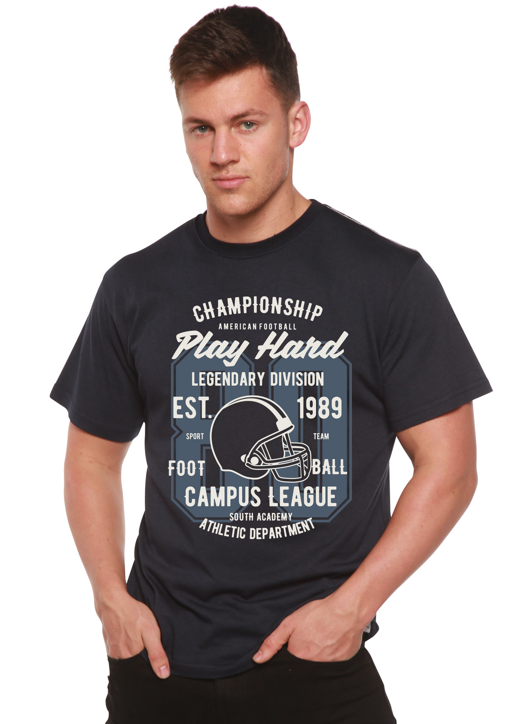 Jouer le T-shirt graphique à manches courtes en viscose de bambou/coton biologique Hard Spun Bamboo® pour hommes
