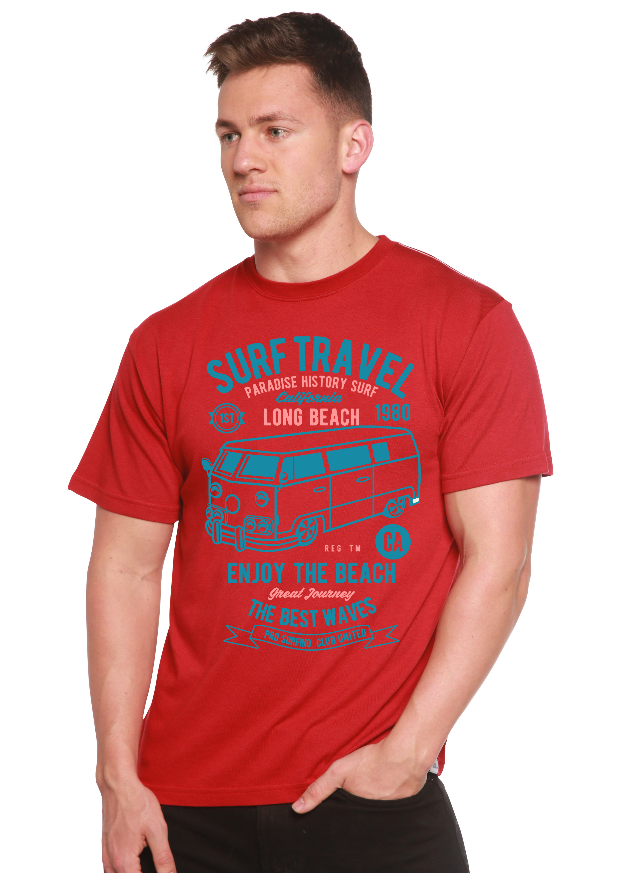 T-shirt graphique à manches courtes en bambou viscose/coton bio Surf Travel Spun Bamboo® pour homme