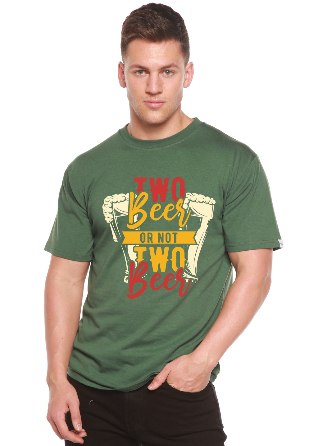 T-shirt graphique à manches courtes en viscose de bambou/coton biologique Two Beer Men