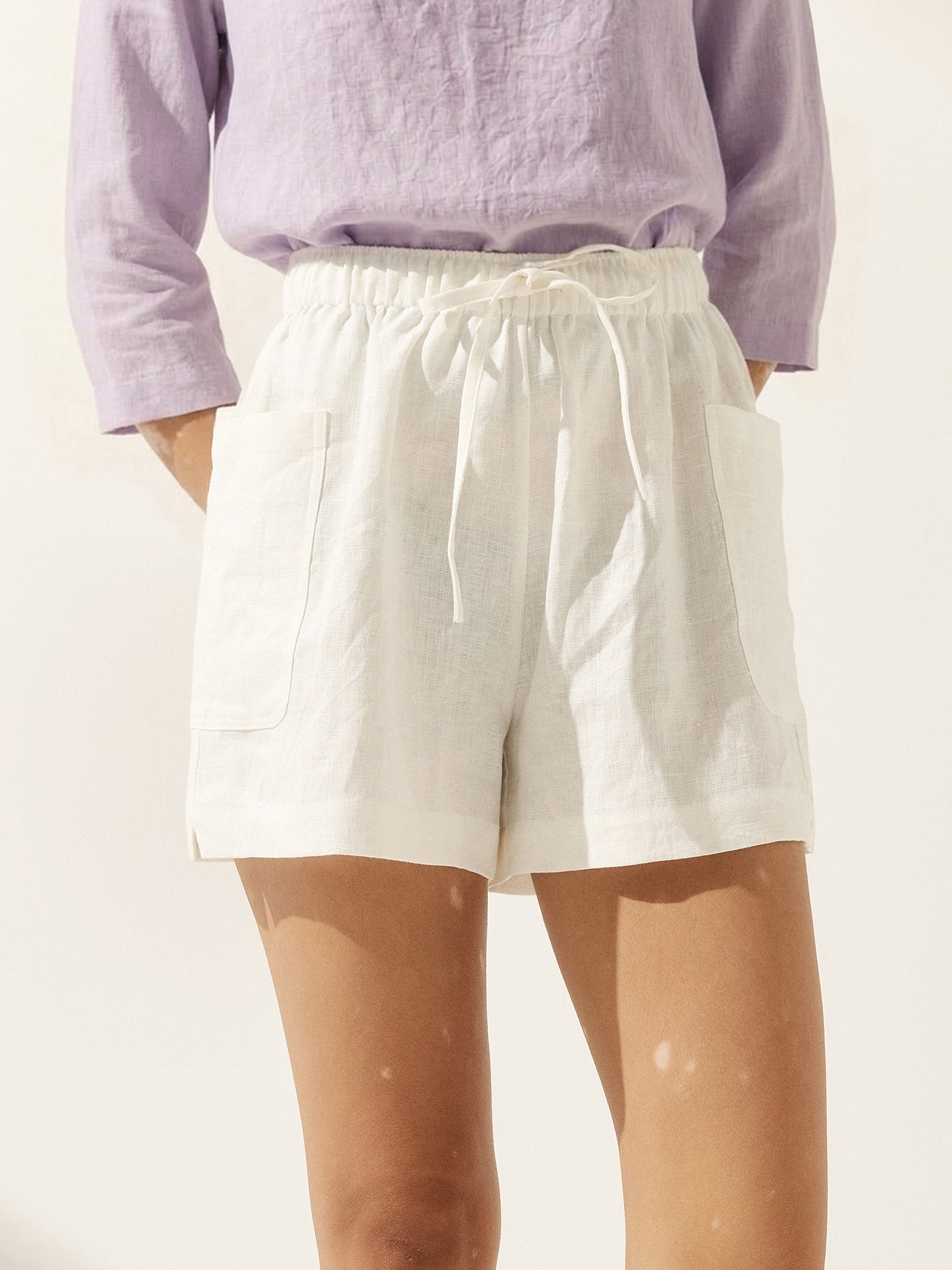 Short utilitaire 100 % lin à poches latérales WYNNIE