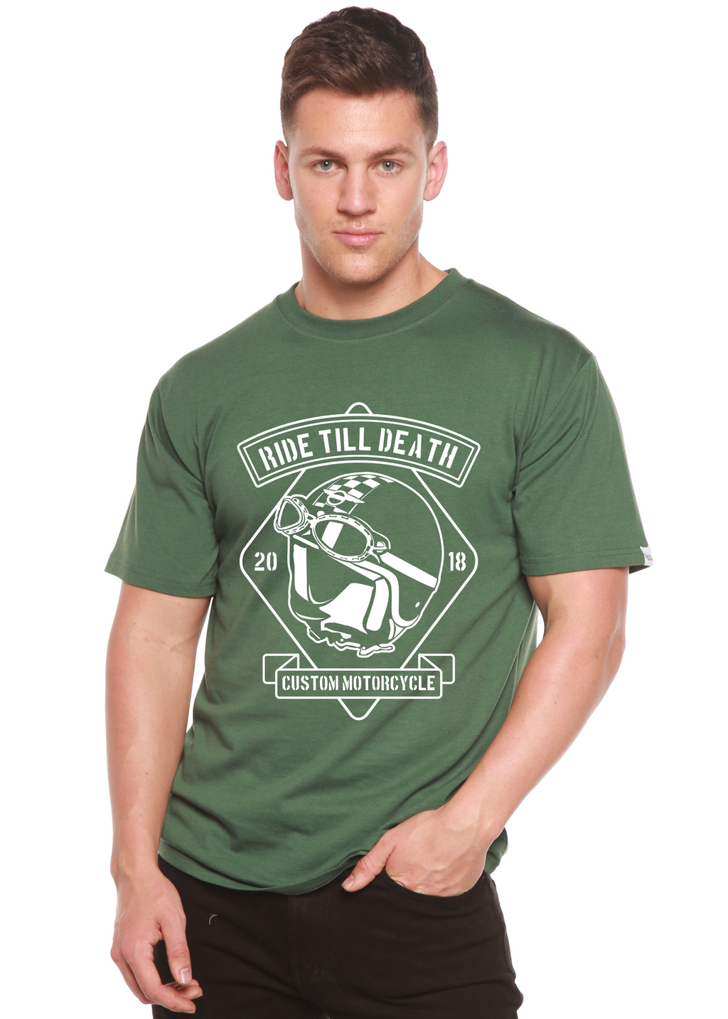 T-shirt à manches courtes graphique en bambou viscose/coton biologique filé Ride Till Death Spun Bamboo® pour hommes