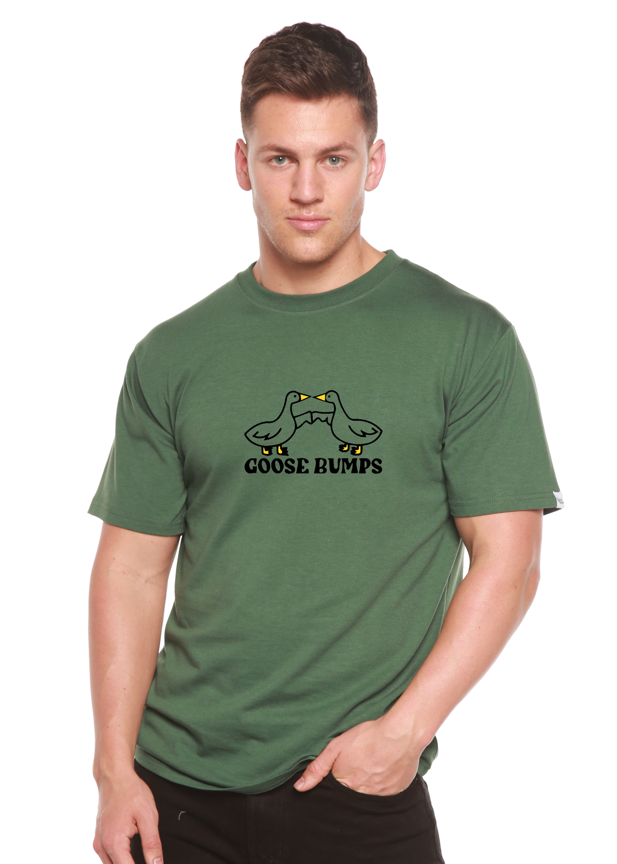 T-shirt à manches courtes en viscose de bambou et coton biologique avec motifs pour homme Goose Bumps