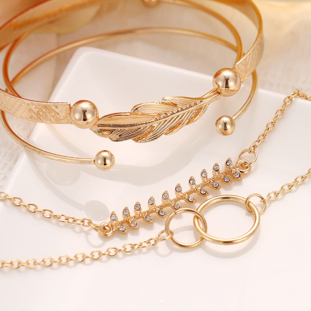 Lot de 5 bracelets de luxe modernes en or et cristal pour femmes, style punk bohème, cadeau de bijoux de plage