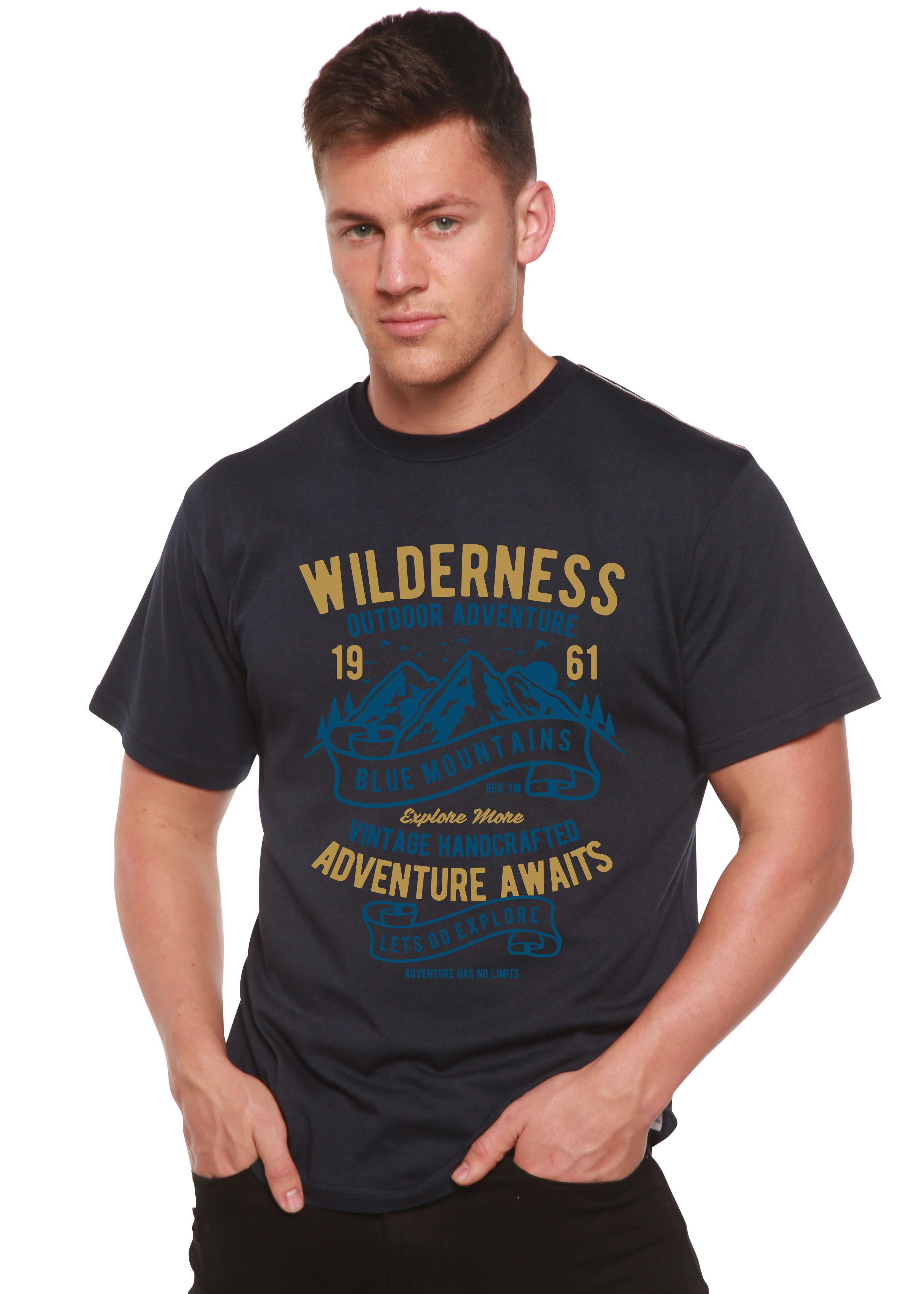 T-shirt à manches courtes et motif graphique Wilderness Spun Bamboo® pour homme, en viscose de bambou/coton biologique