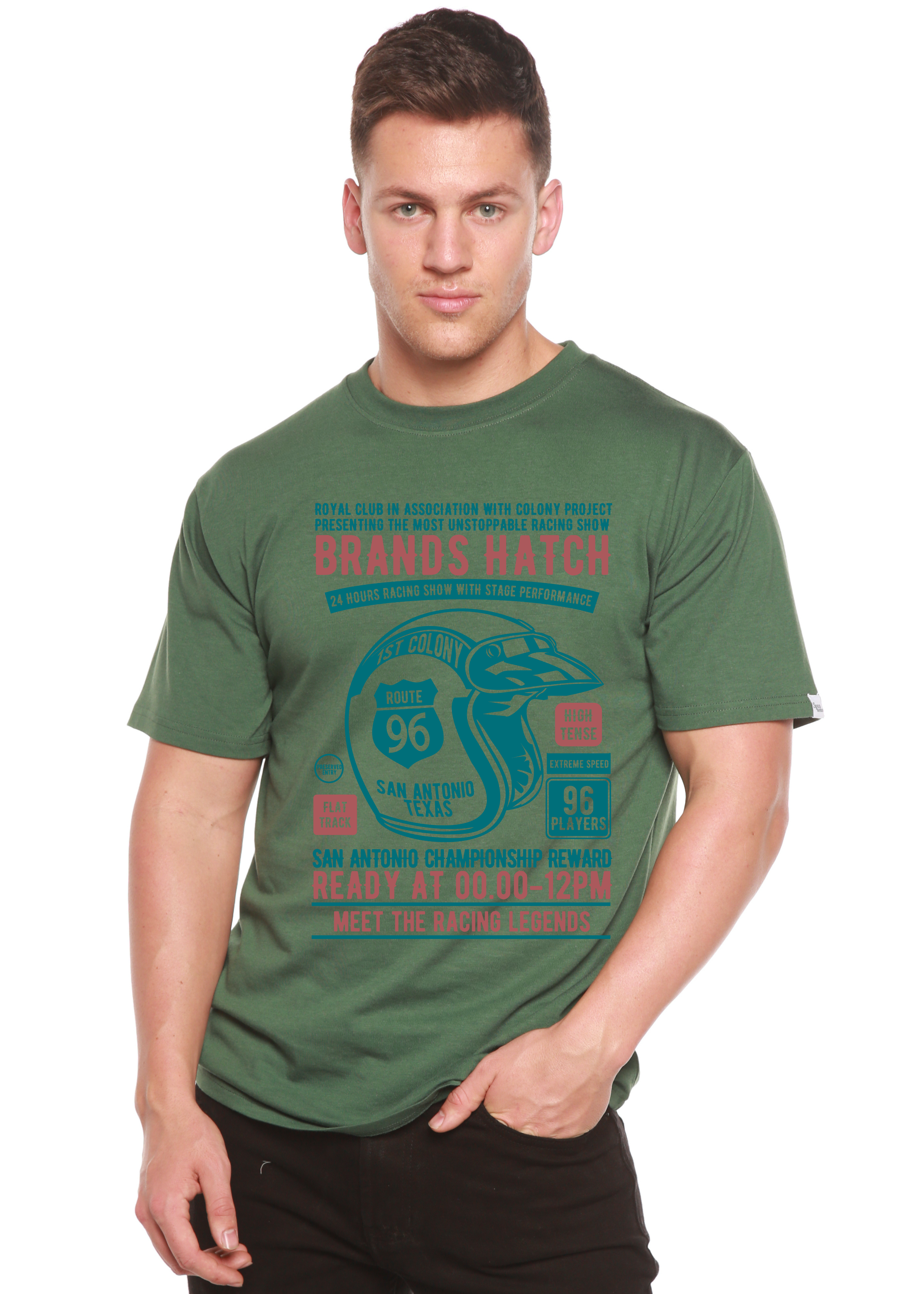 T-shirt graphique à manches courtes pour homme Brands Hatch en viscose de bambou/coton biologique
