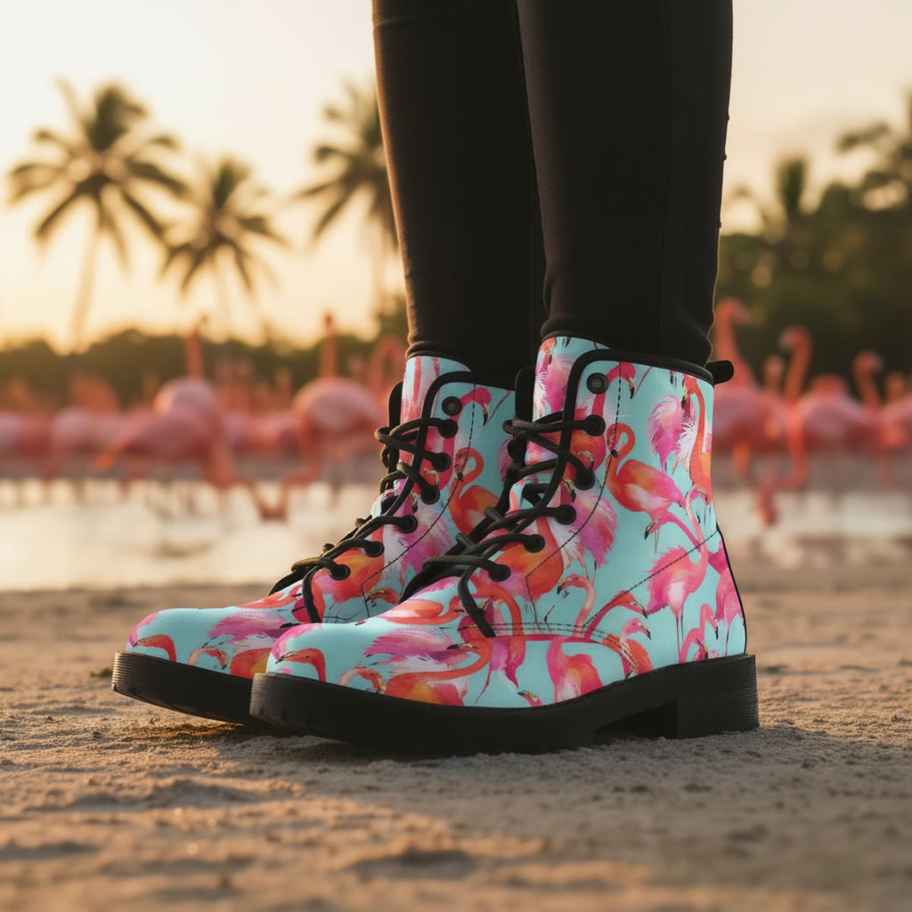 Bottes en cuir Flamant rose