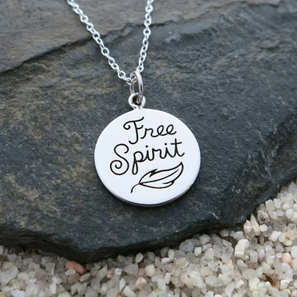 Collier Esprit Libre – Collier à breloque citation en argent sterling, cadeau inspirant