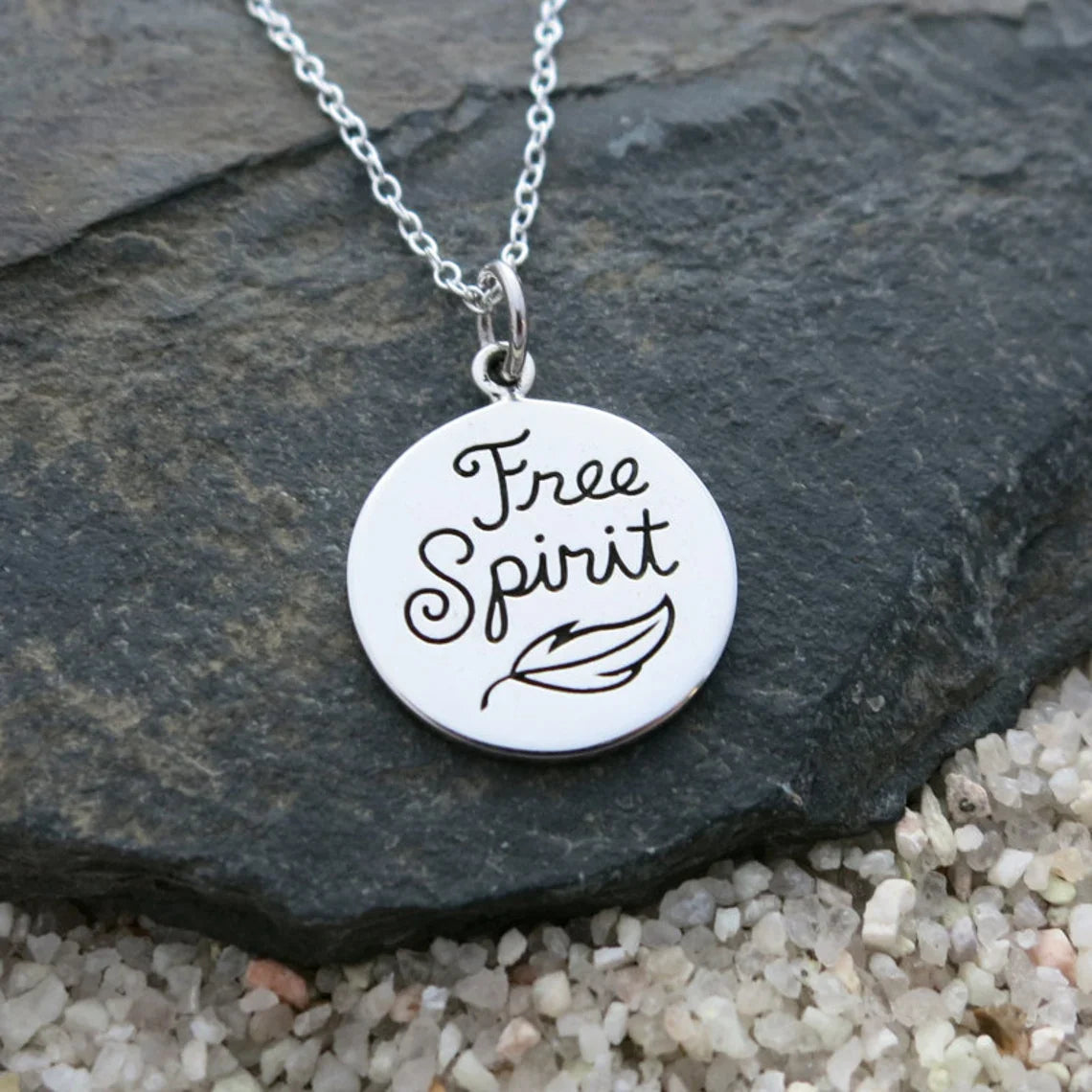 Collier Esprit Libre – Collier à breloque citation en argent sterling, cadeau inspirant