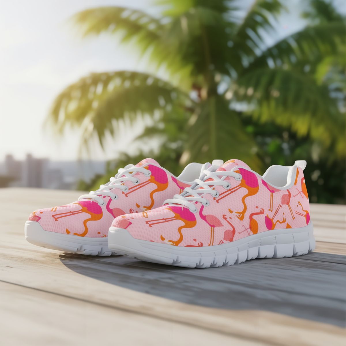 Baskets flamant rose multicolores