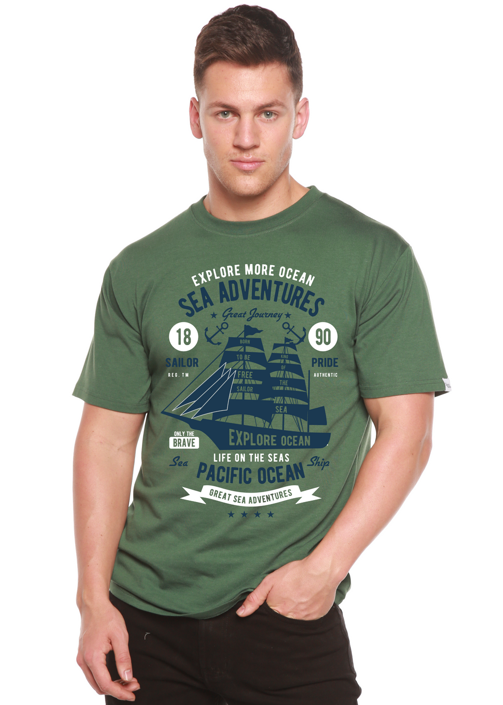 T-shirt graphique Sea Adventures Spun Bamboo® à manches courtes en viscose de bambou/coton biologique pour homme