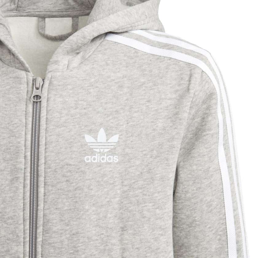 adidas Originals - Sweat à capuche zippé trèfle pour jeune garçon - GRIS MOYEN / BLANC CHINÉ