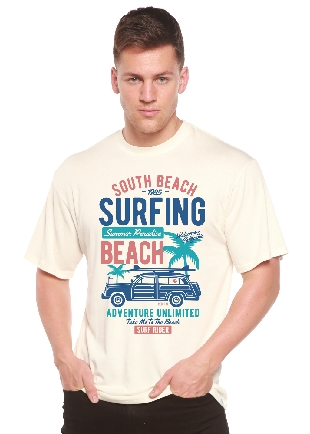 T-shirt graphique South Beach en bambou filé® pour homme en viscose de bambou/coton biologique à manches courtes