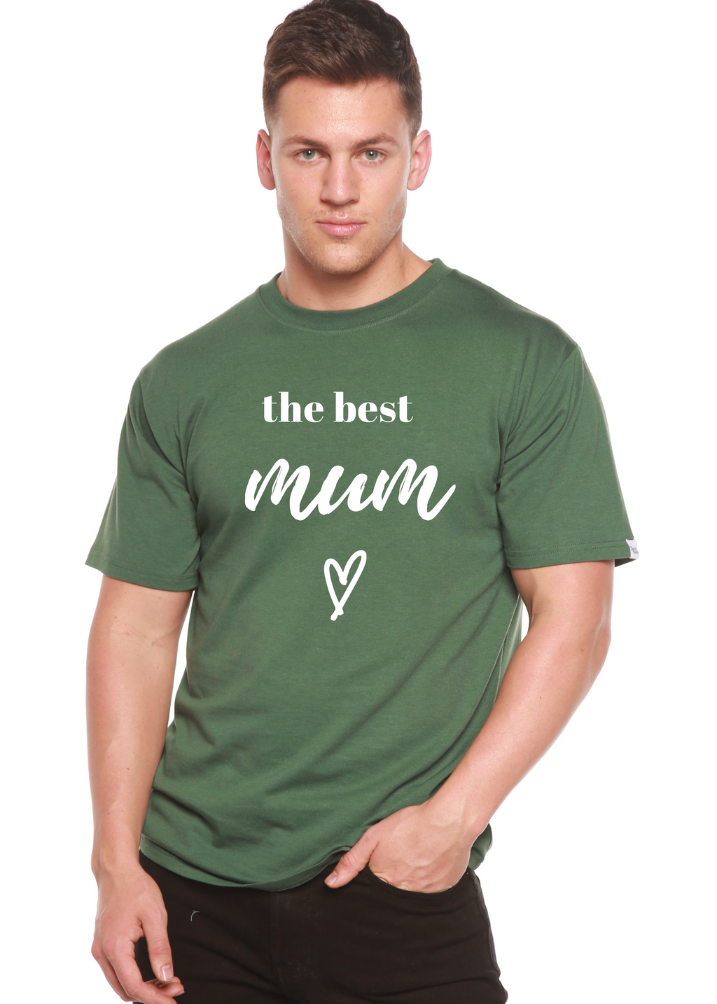 T-shirt unisexe en bambou-viscose/coton biologique à manches courtes avec motif "The Best Mum"