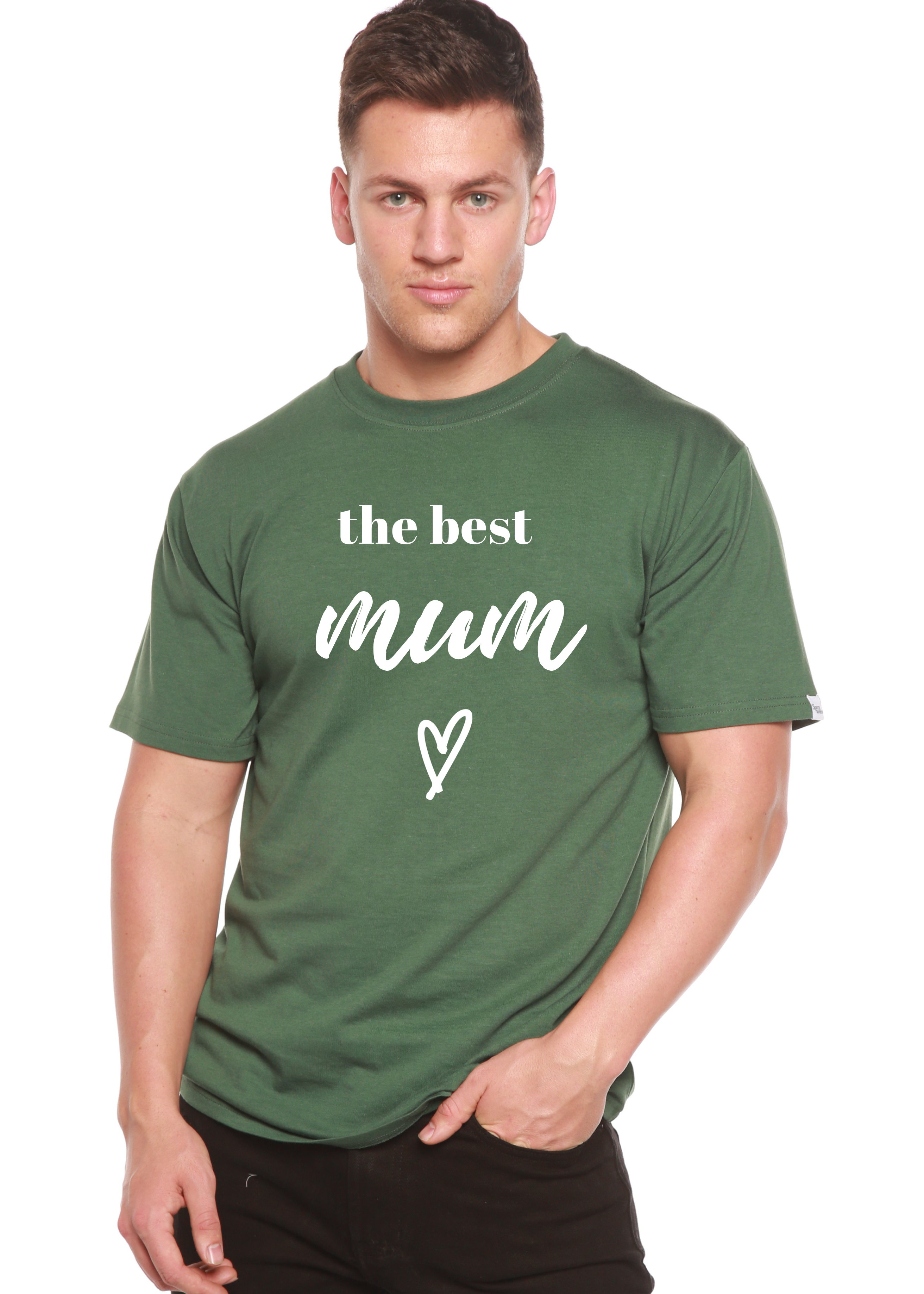 T-shirt unisexe en bambou-viscose/coton biologique à manches courtes avec motif "The Best Mum"