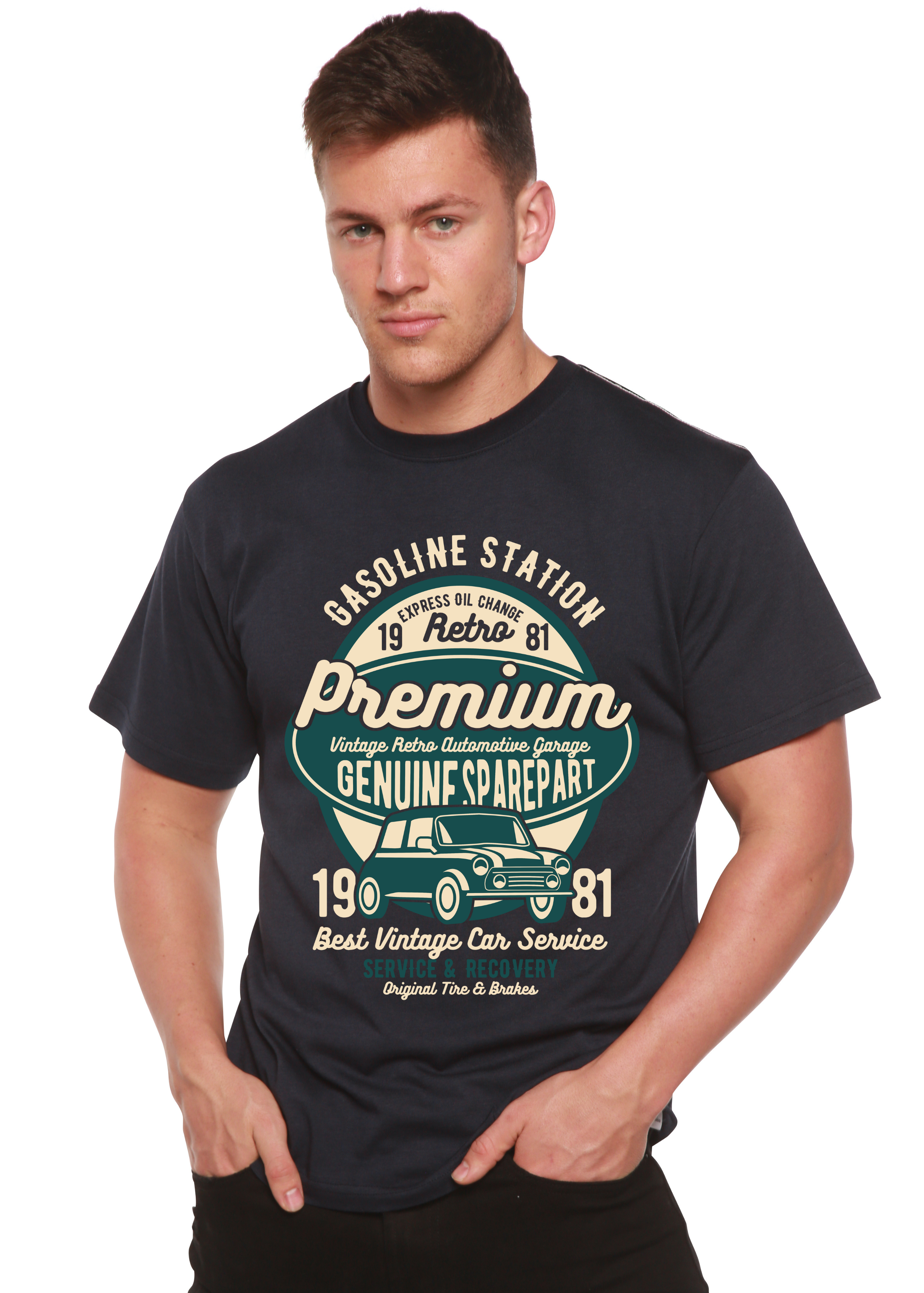 T-shirt graphique Premium Garage Spun Bamboo® à manches courtes en viscose de bambou/coton biologique pour homme