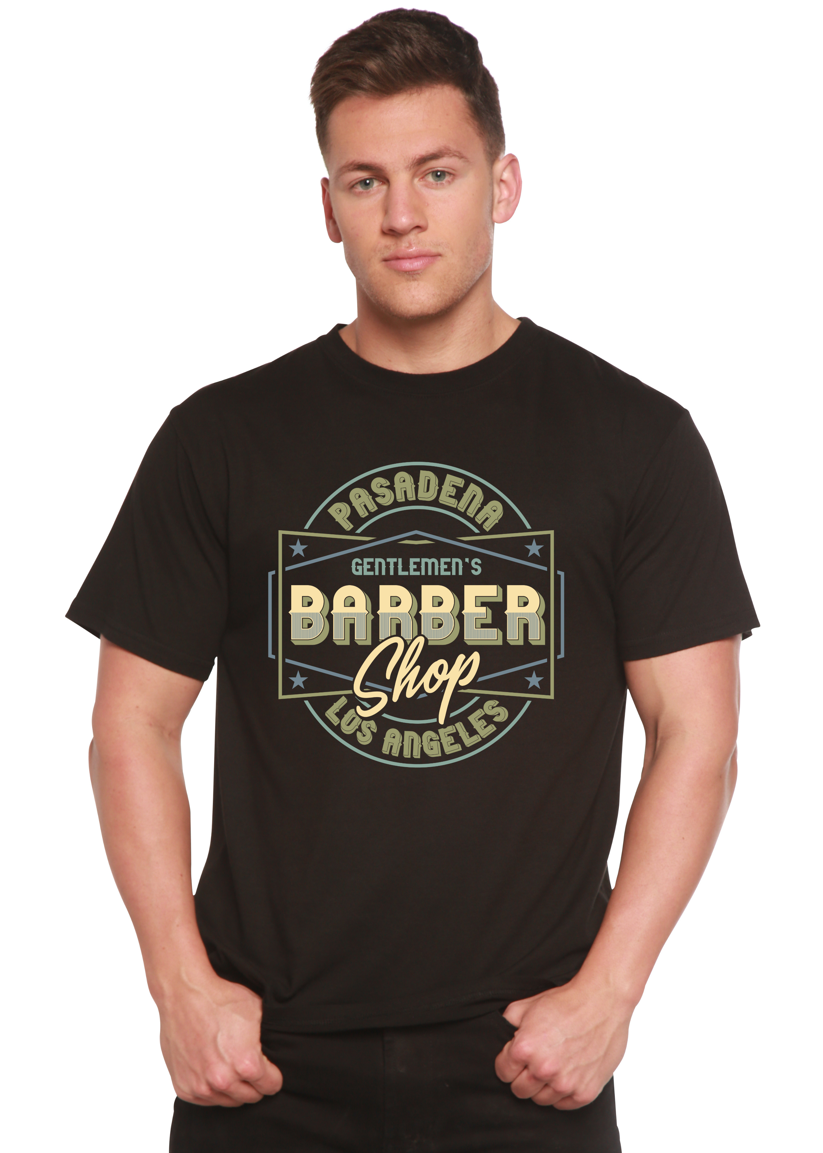 T-shirt graphique à manches courtes en bambou/viscose et coton biologique pour homme - Barbershop
