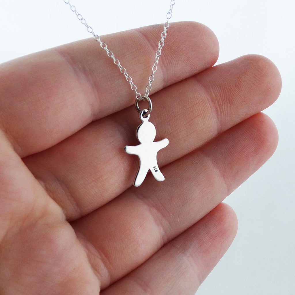 Collier bonhomme en pain d'épices – Breloque de Noël en argent sterling sur chaîne de 45 cm