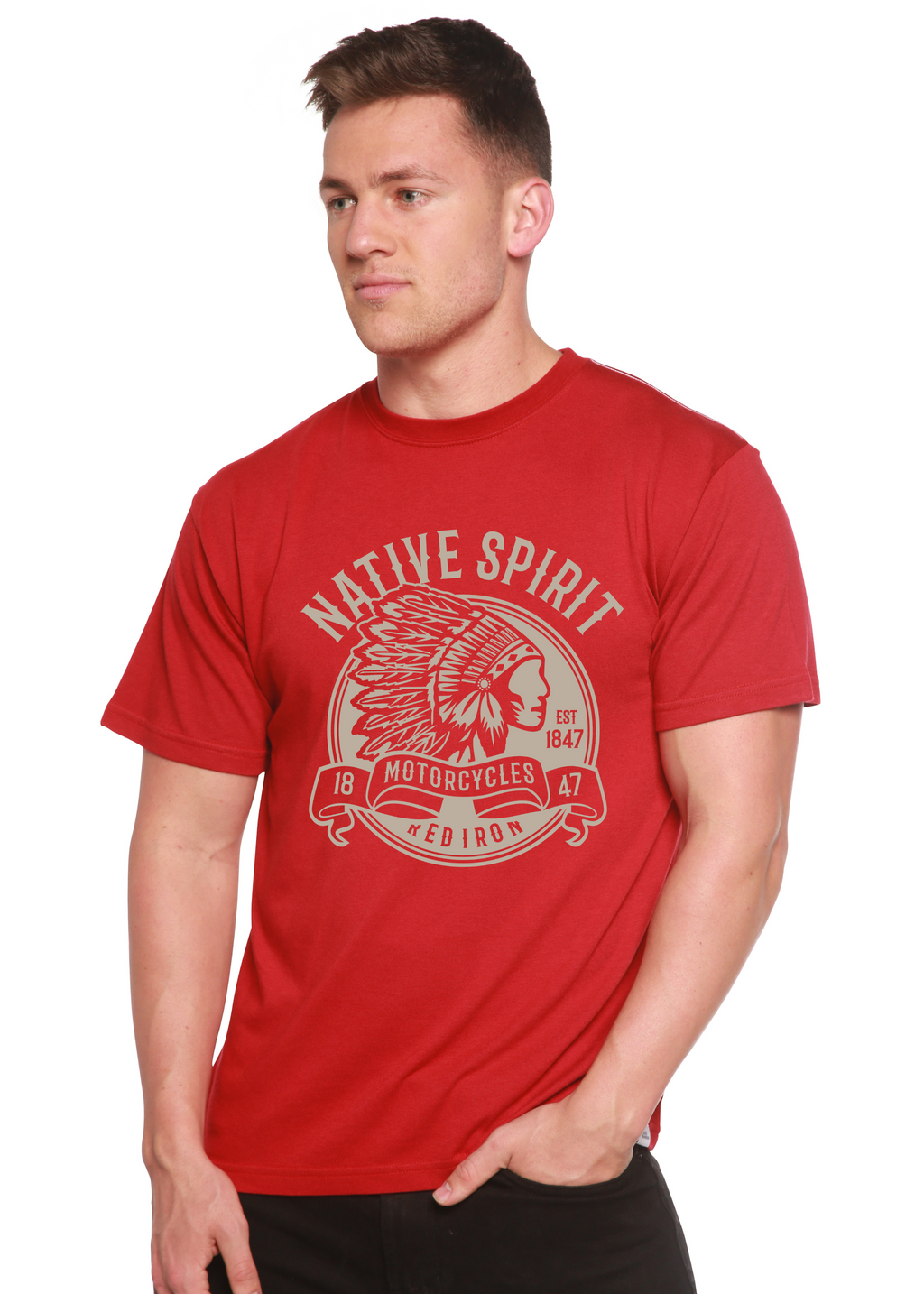 T-shirt graphique à manches courtes en viscose de bambou/coton biologique pour homme Native Spirit Spun Bamboo®
