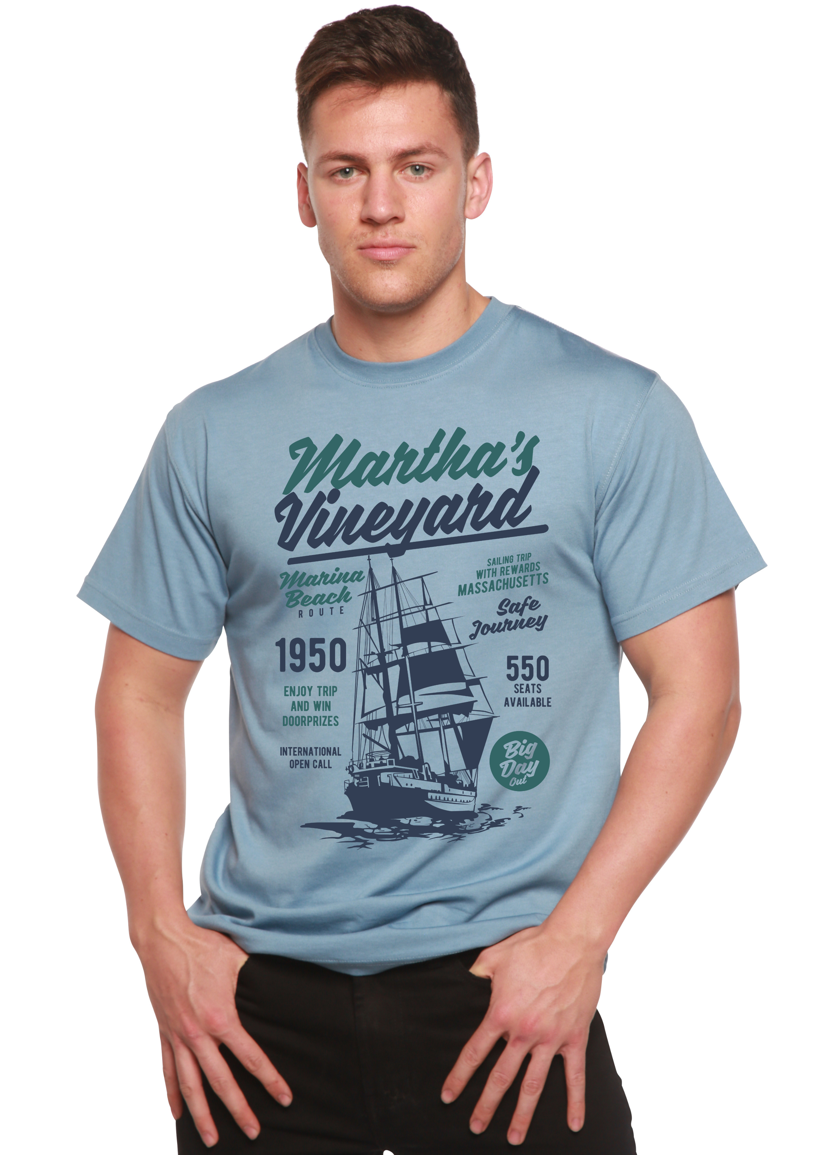 T-shirt graphique à manches courtes en viscose de bambou et coton biologique pour homme Martha's Vineyard