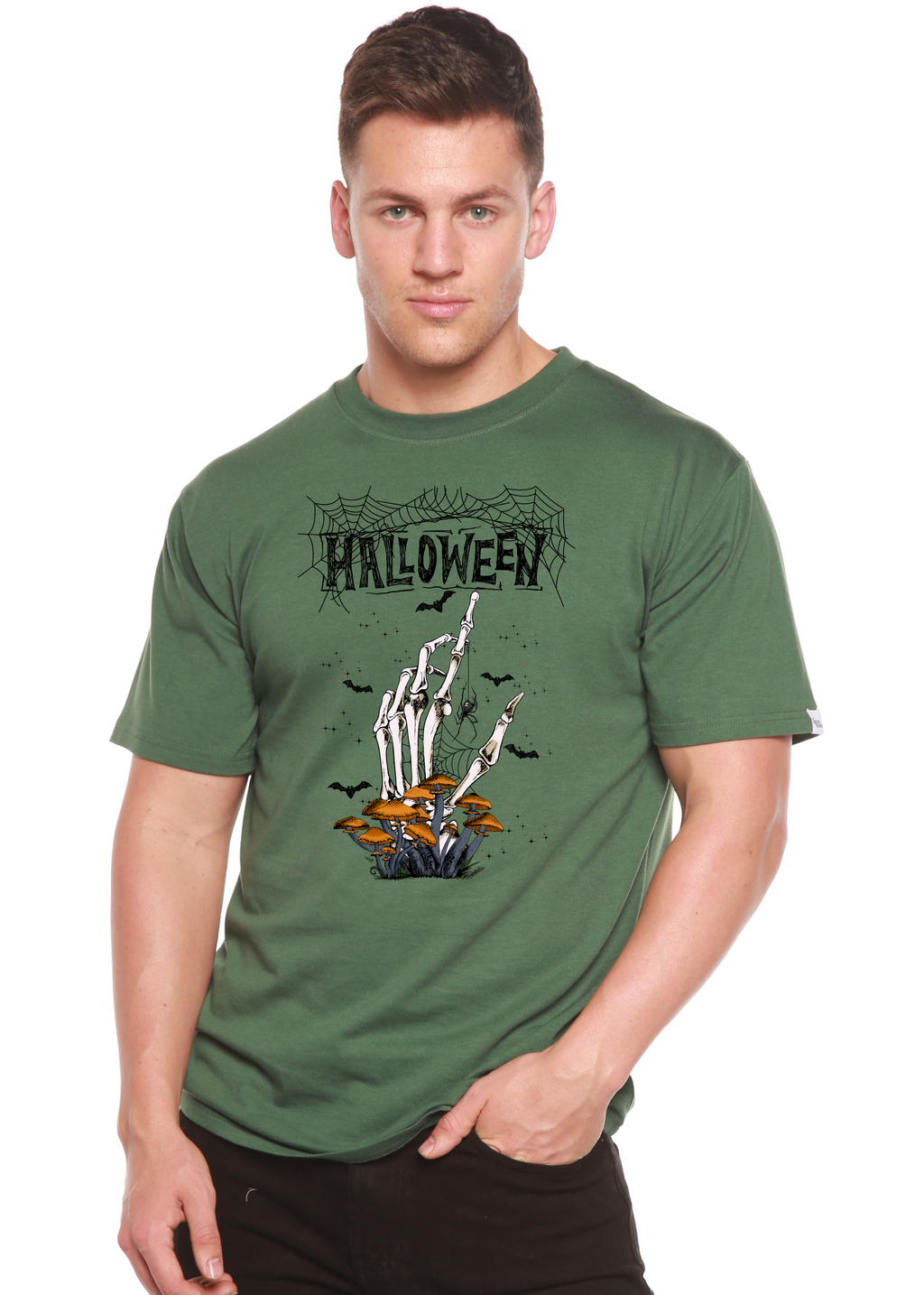 T-shirt graphique à manches courtes pour homme en bambou viscose/coton biologique Halloween