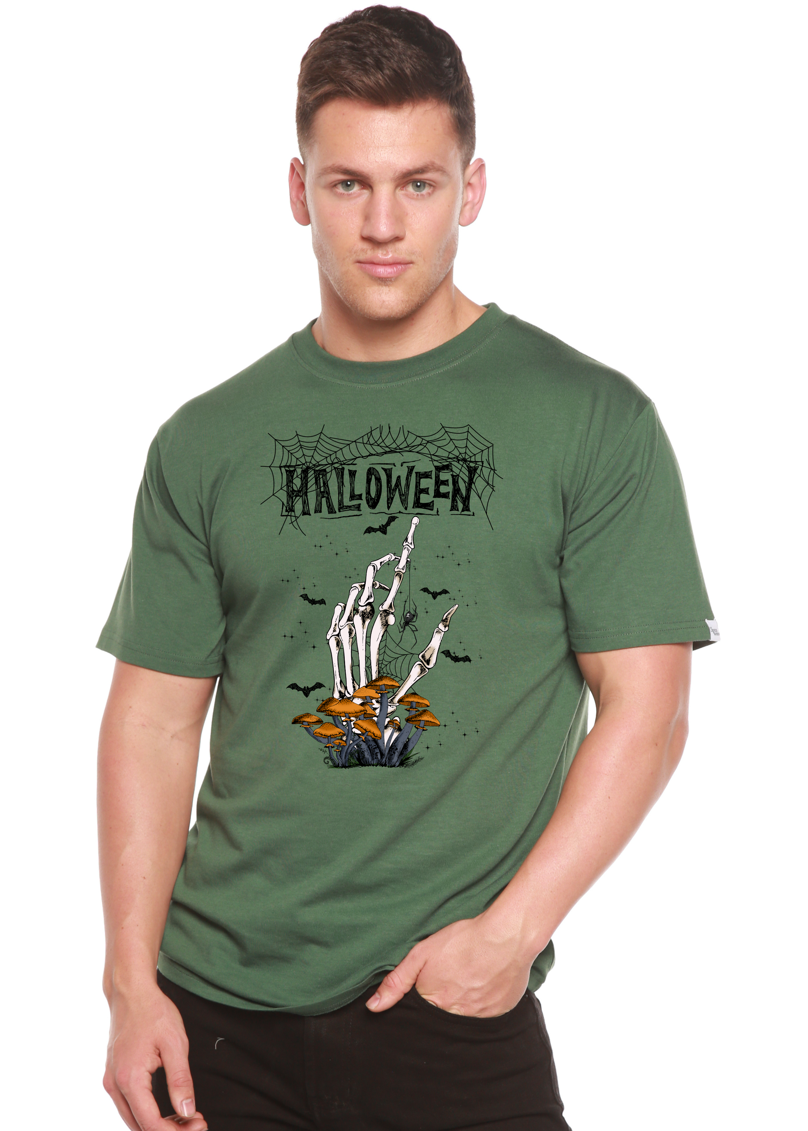 T-shirt graphique à manches courtes pour homme en bambou viscose/coton biologique Halloween