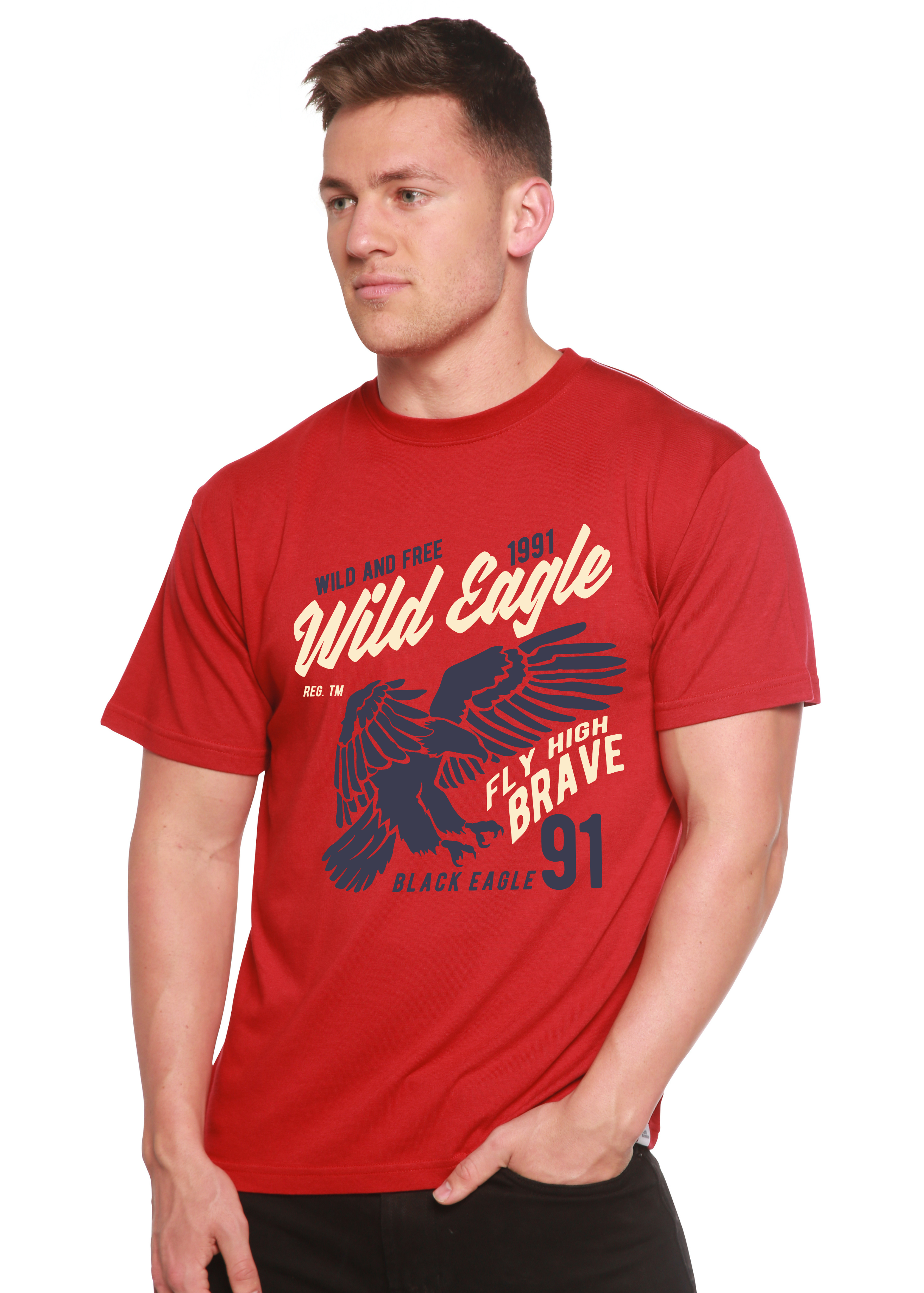 T-shirt graphique Wild Eagle Spun Bamboo® à manches courtes en viscose de bambou/coton biologique pour homme