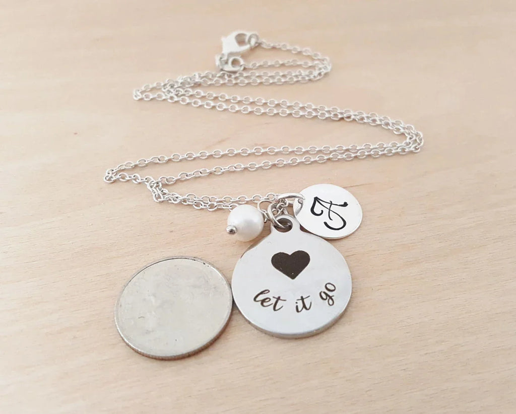 Let It Go Necklace – Sterling Silver with Birthstone & Initial Charm