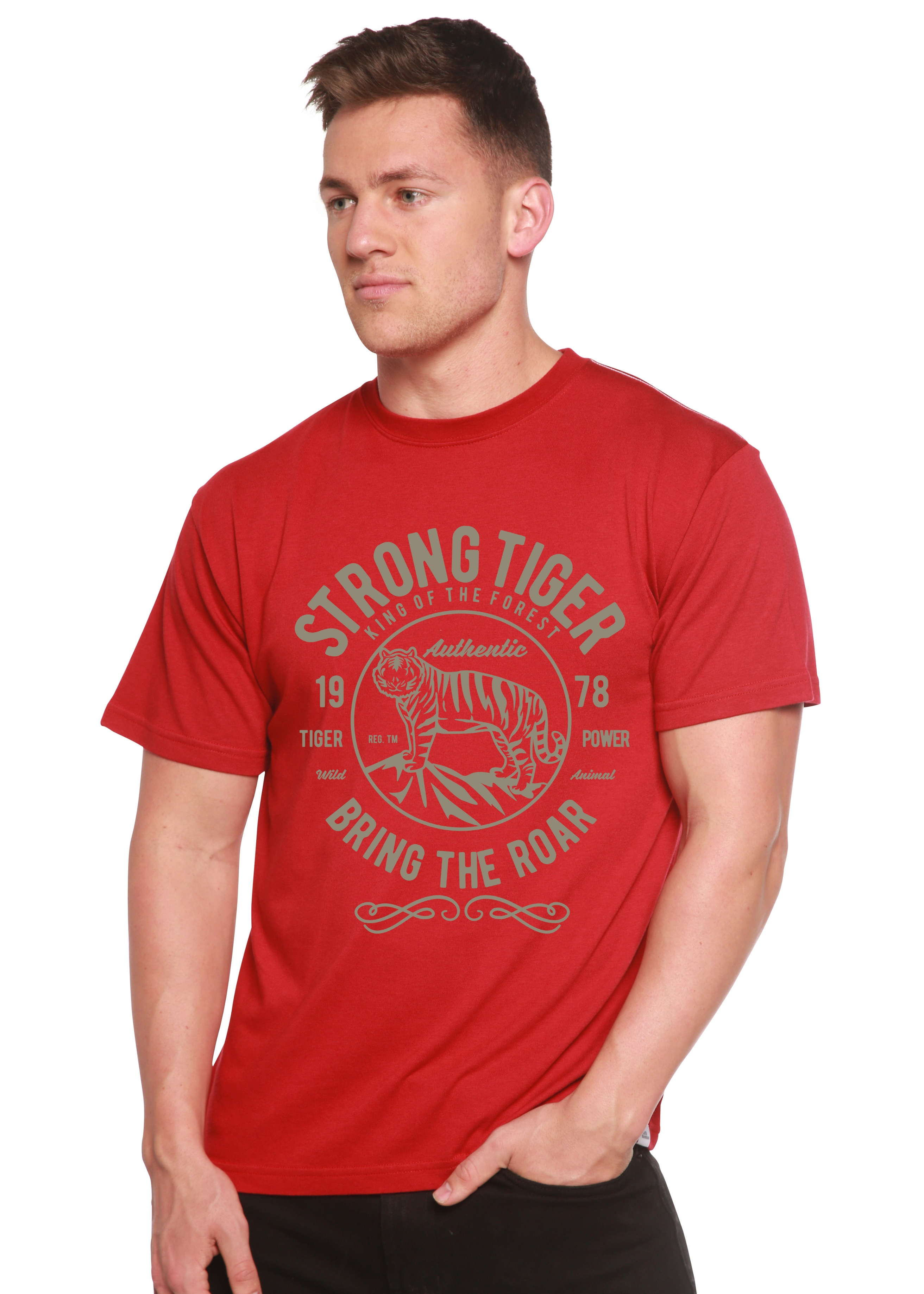 T-shirt à manches courtes et motif graphique Strong Tiger Spun Bamboo® en viscose de bambou/coton biologique pour homme