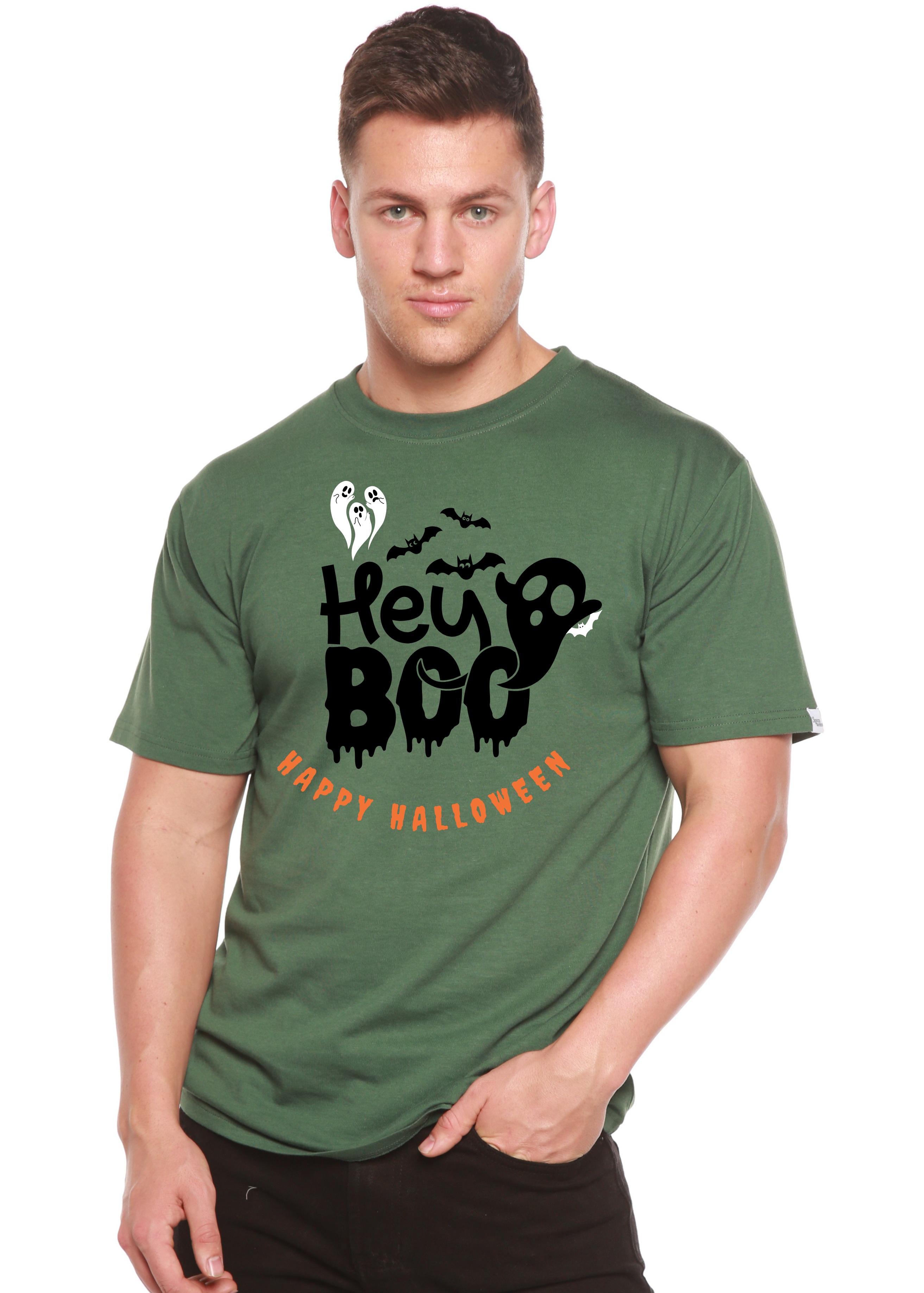 T-shirt graphique à manches courtes pour homme en viscose de bambou et coton biologique Hey Boo
