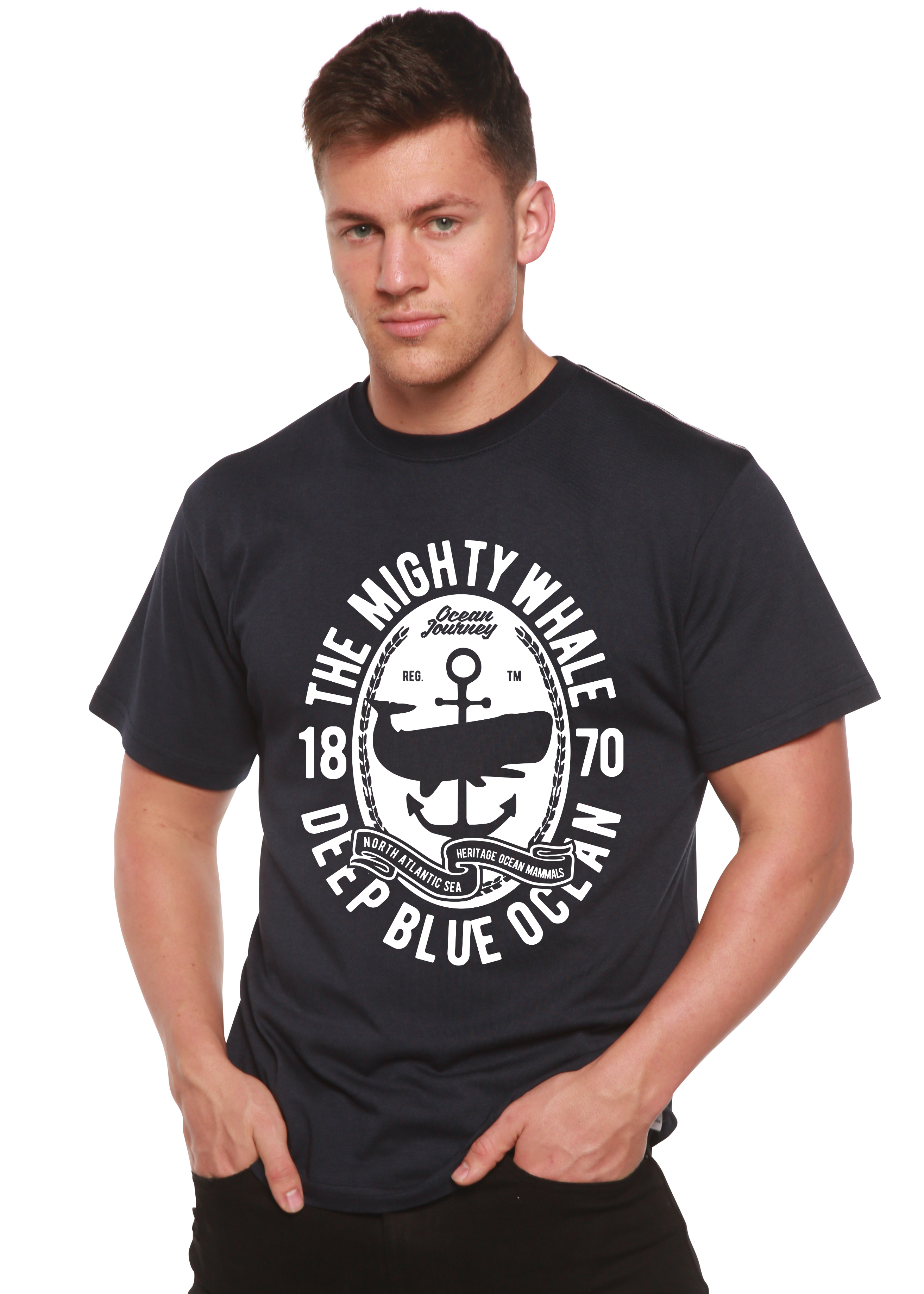 T-shirt à manches courtes Mighty Spun Bamboo® en viscose de bambou/coton biologique pour homme avec motif
