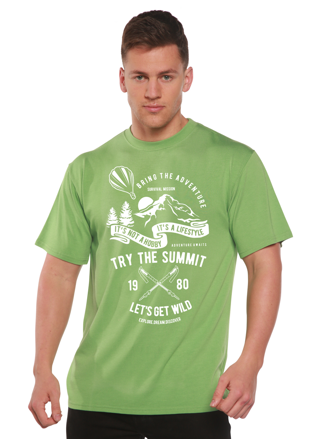 Essayez le T-shirt graphique à manches courtes en viscose de bambou/coton biologique Summit Spun Bamboo® pour homme
