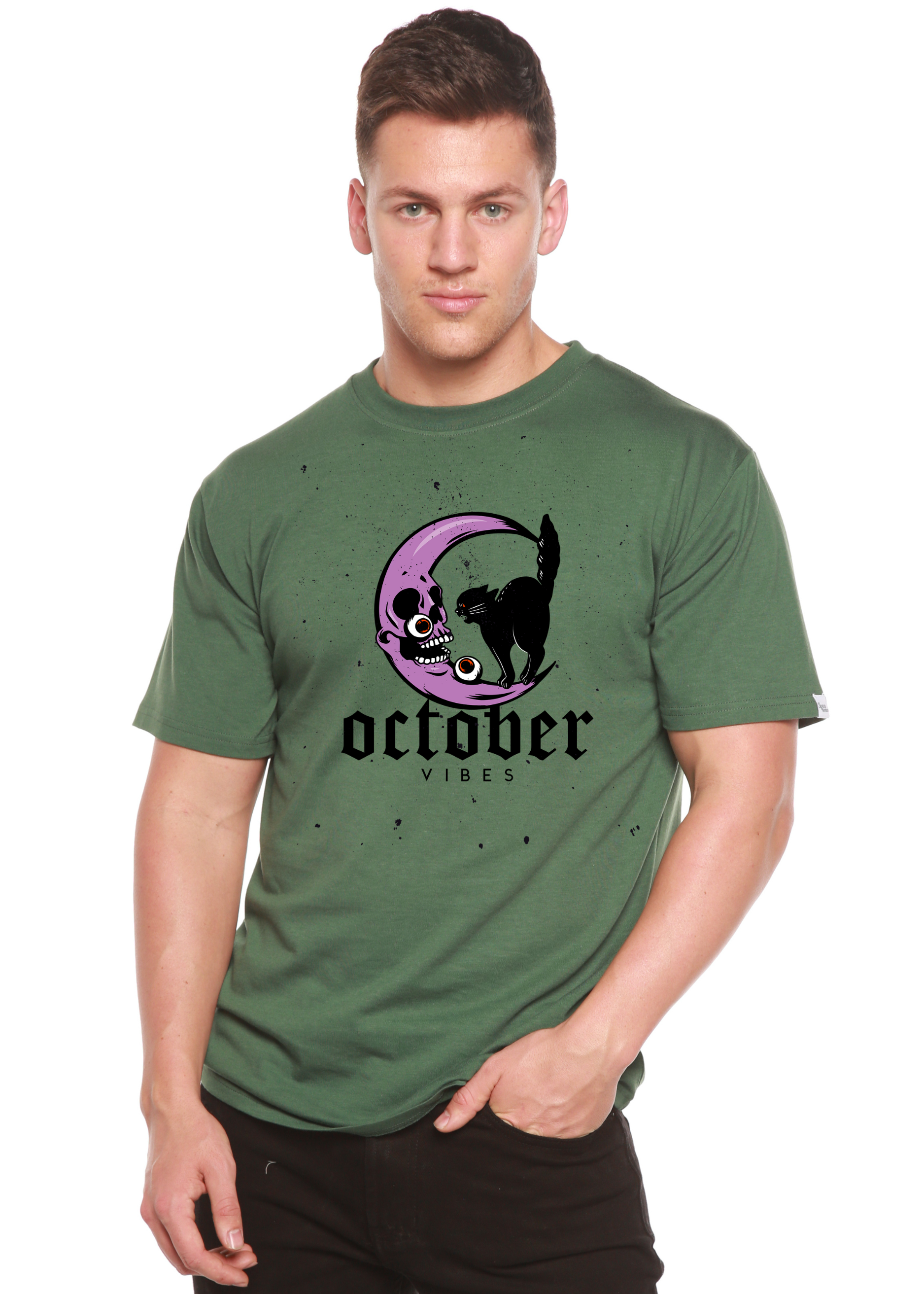 T-shirt graphique à manches courtes en viscose de bambou et coton biologique pour homme - Ambiance d'octobre