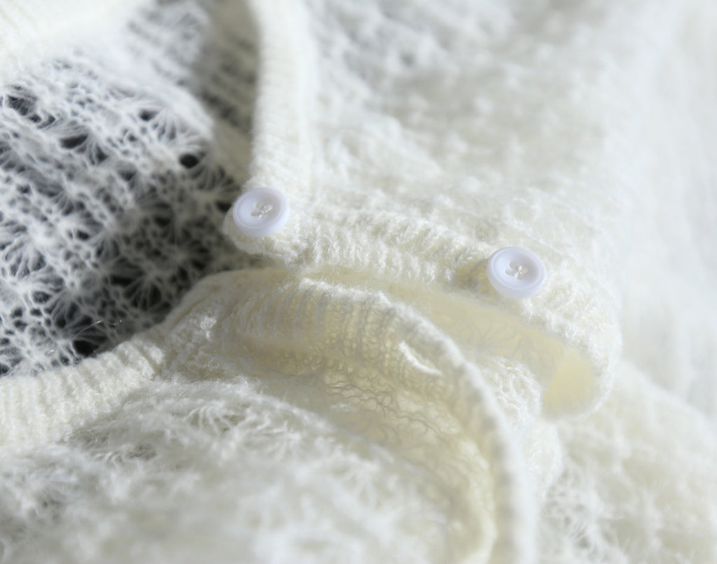 Cardigan en mohair au crochet pour femme