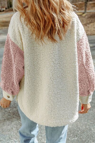 Veste Sherpa Mignonne pour Femme avec Fermeture Boutonnée et Col, Style Rétro Élégant