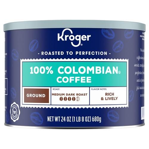 Kroger 100% colombien torréfaction moyenne foncée, café moulu 680 g