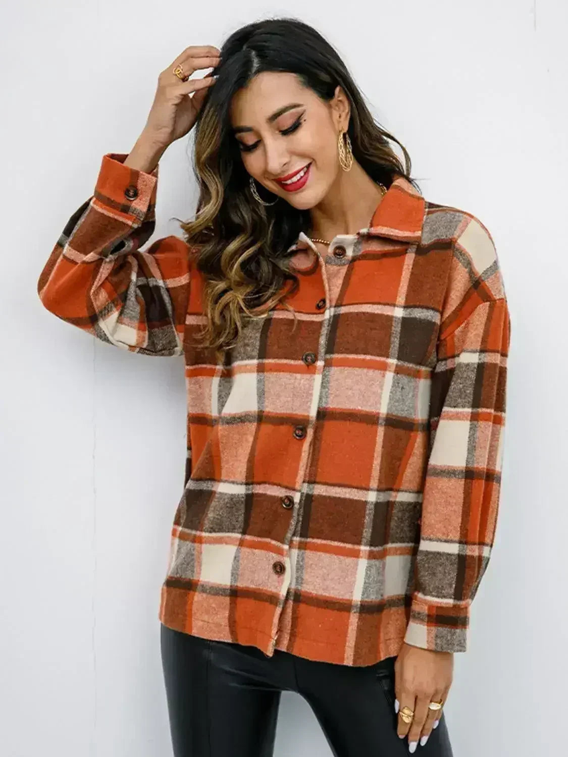 Veste boutonnée couleur citrouille