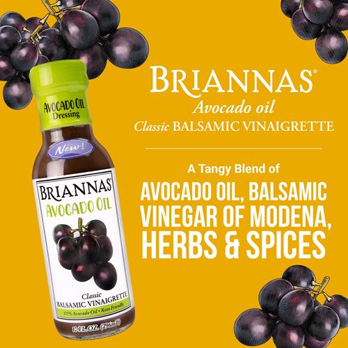 Briannas - Vinaigrette Balsamique à l'Huile d'Avocat - Riche en Nutriments, Compatible Kéto, Vinaigrette Végétalienne à base d'Huile d'Avocat 100% Pure - Bouteille de 295 ml