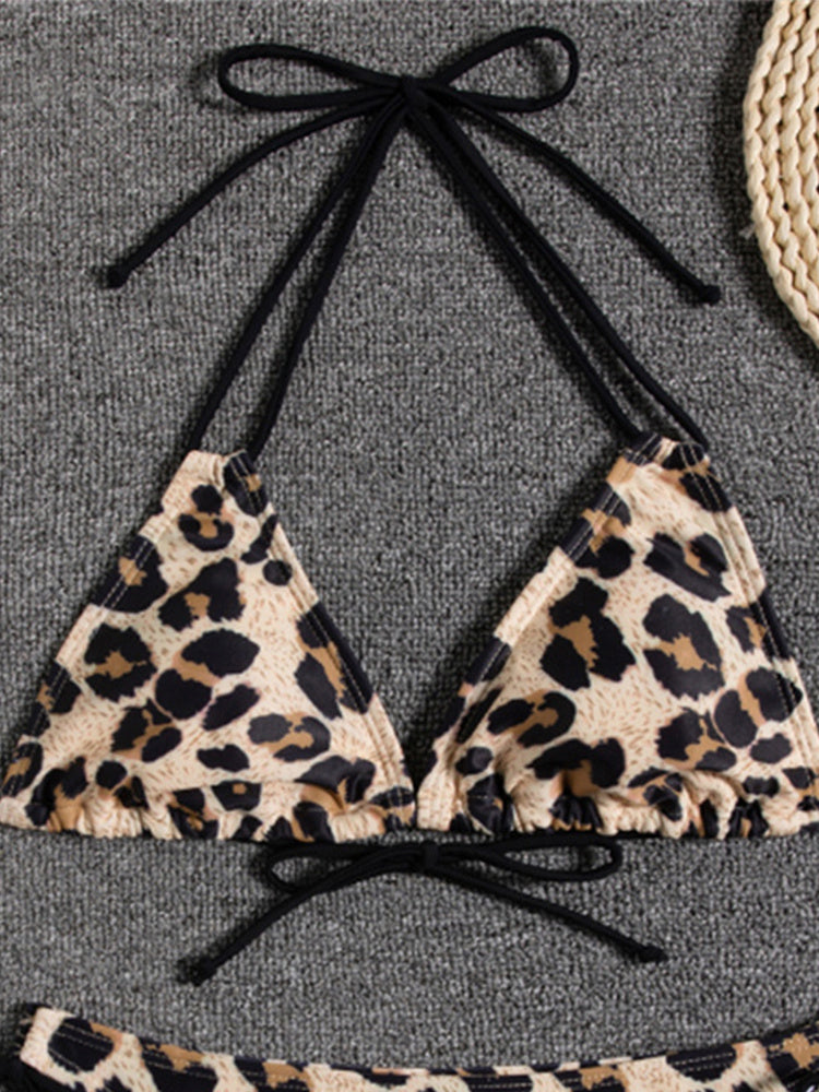 Ensemble Bikini Triangle 2 Pièces Femme Sunset Bloom – Maillot de Bain Vibrant à Imprimé Floral Aléatoire, Dos Nu avec Liens, Bas à Nouer sur les Côtés et Jambes Échancrées – Maillot de Bain Extensible pour Femme pour les Escapades Estivales à la Plage