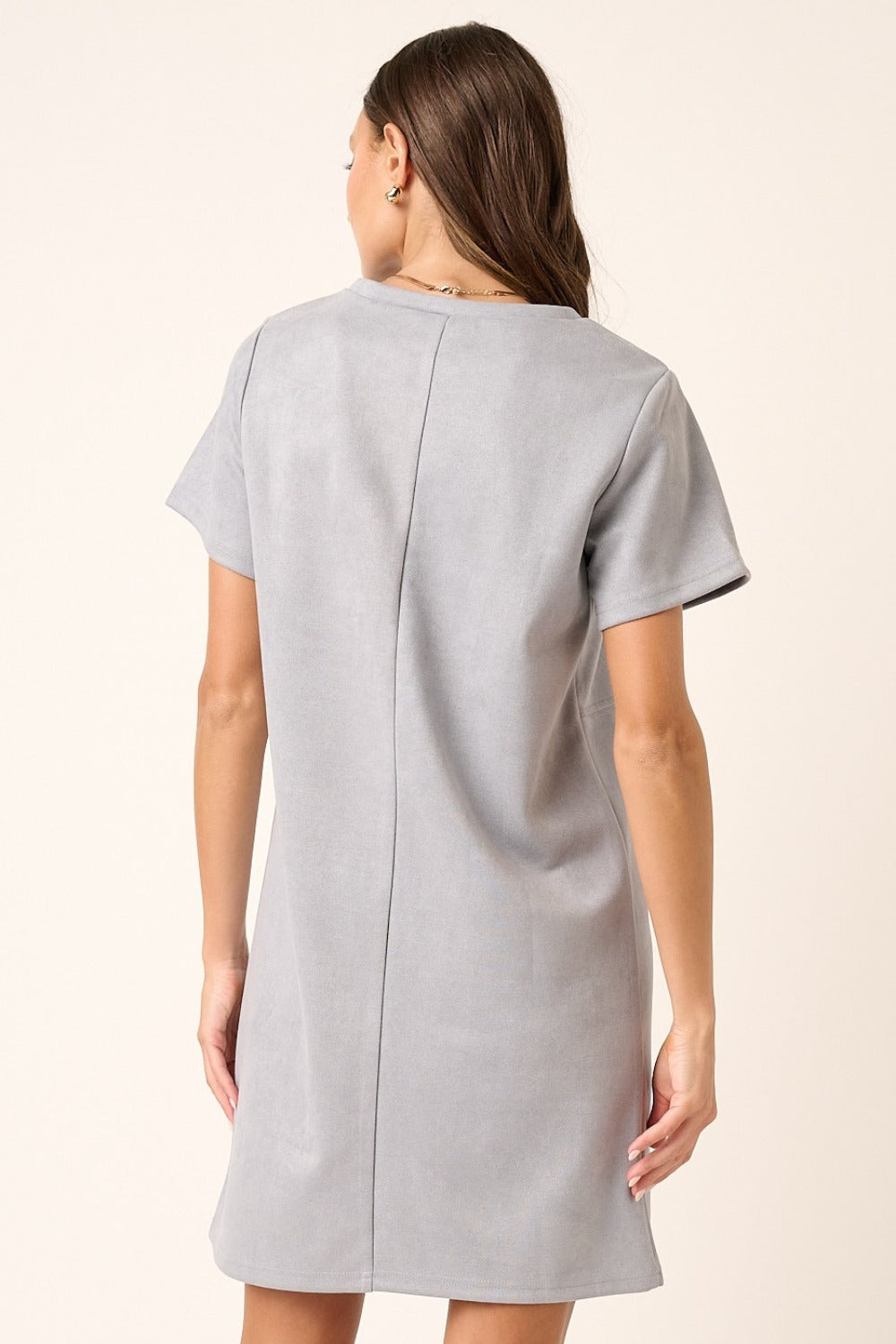 Mini-robe en daim à manches courtes pour femme – Robe en daim doux, Mini-robe décontractée, Robe en daim à manches courtes, Robe de style basique, Robe en daim confortable