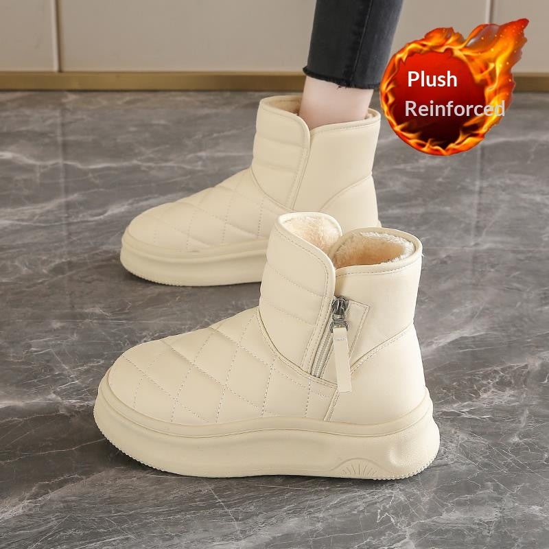 Bottes d'hiver chaudes et doublées de polaire pour femme – Bottines décontractées antidérapantes