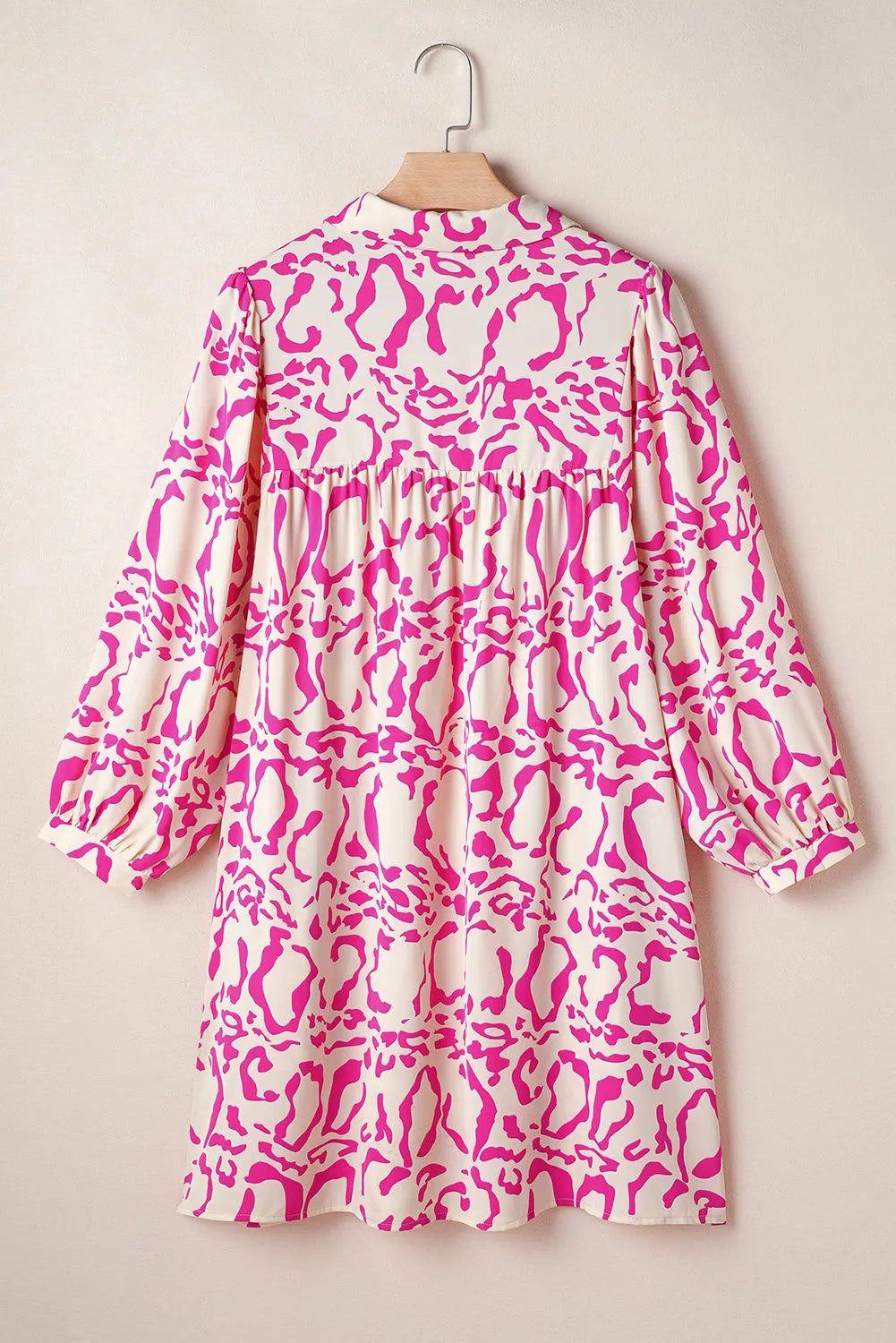 Magnifique Mini-Robe Imprimée Manches Longues Ivoire Robe Femme Élégante & Chic