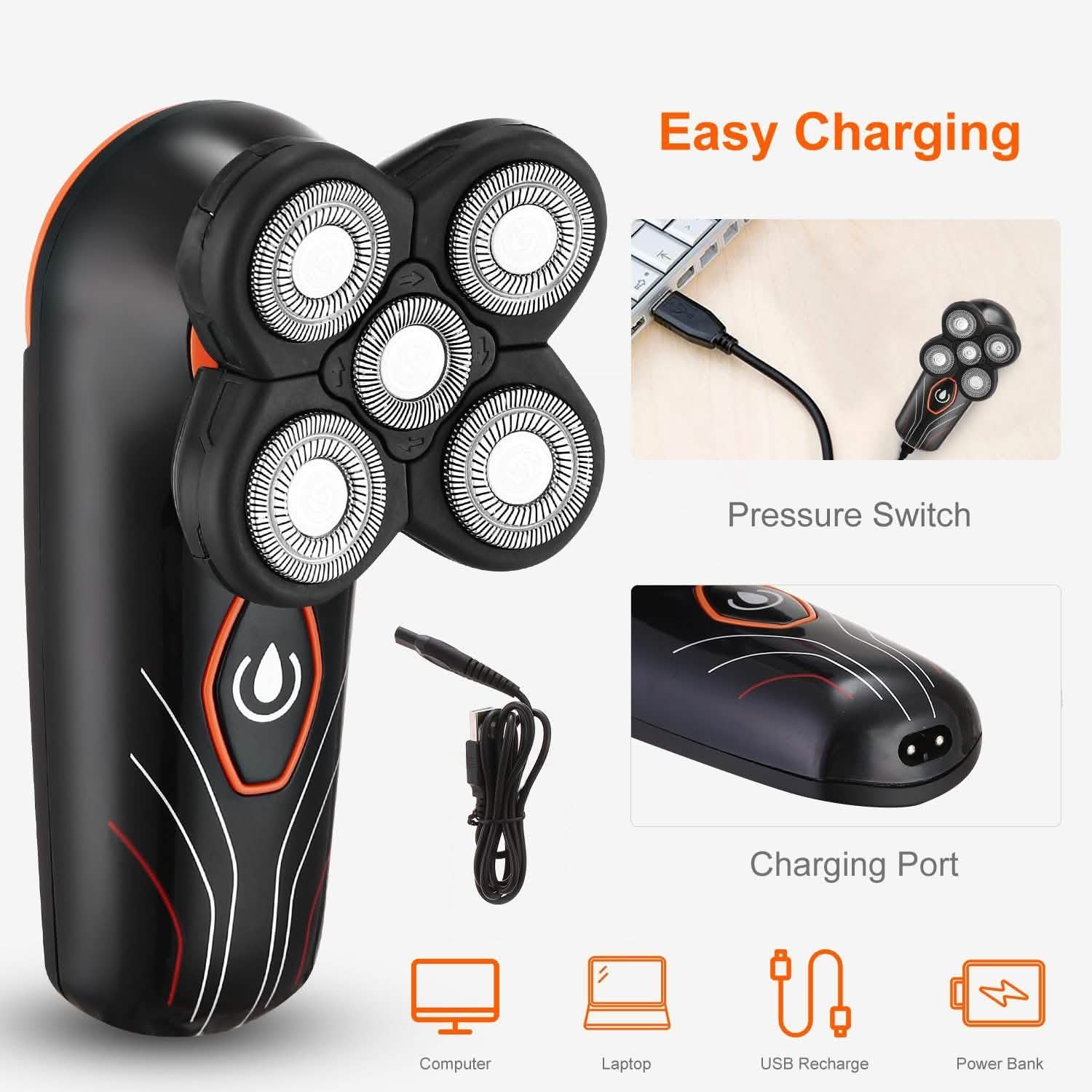 Rasoir électrique 4D IPX7 rechargeable tondeuse à barbe
