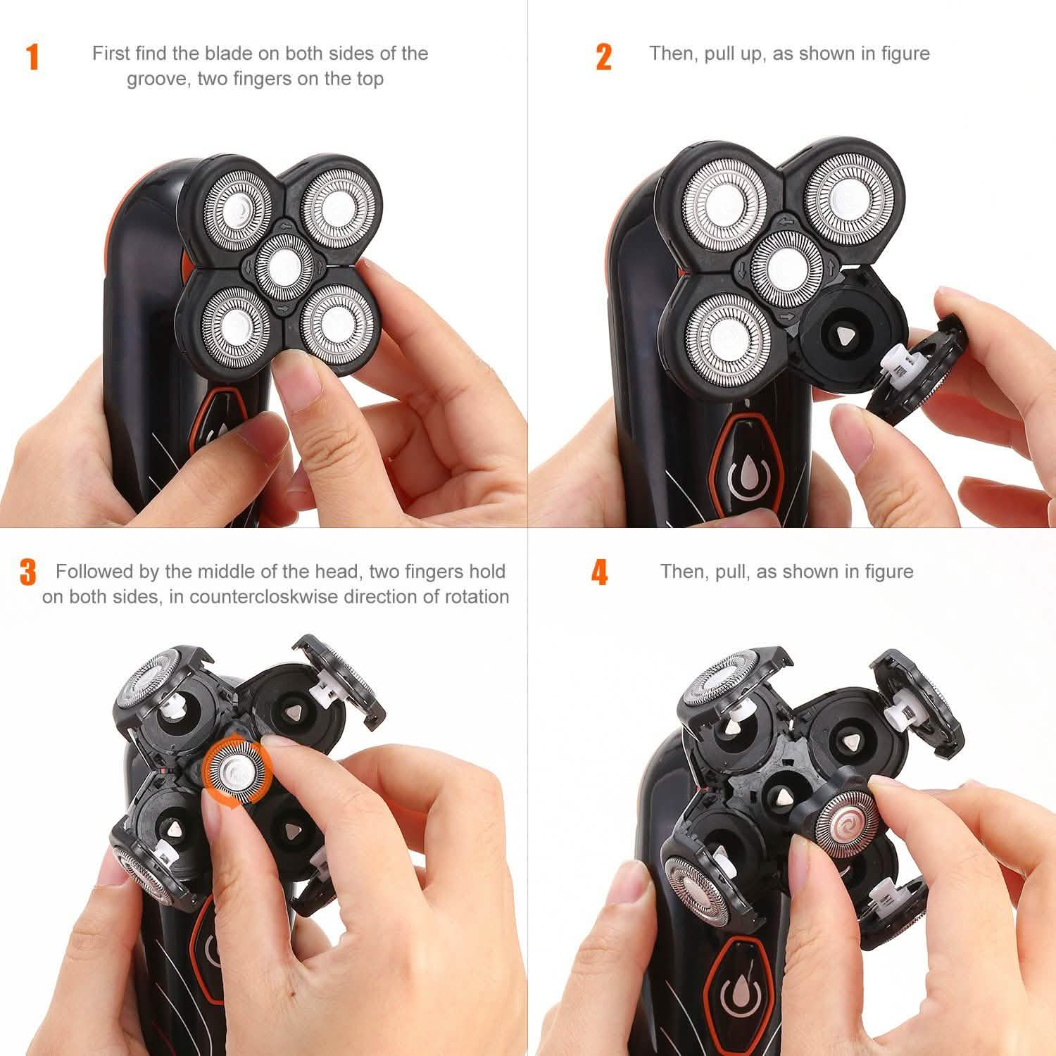 Rasoir électrique 4D IPX7 rechargeable tondeuse à barbe