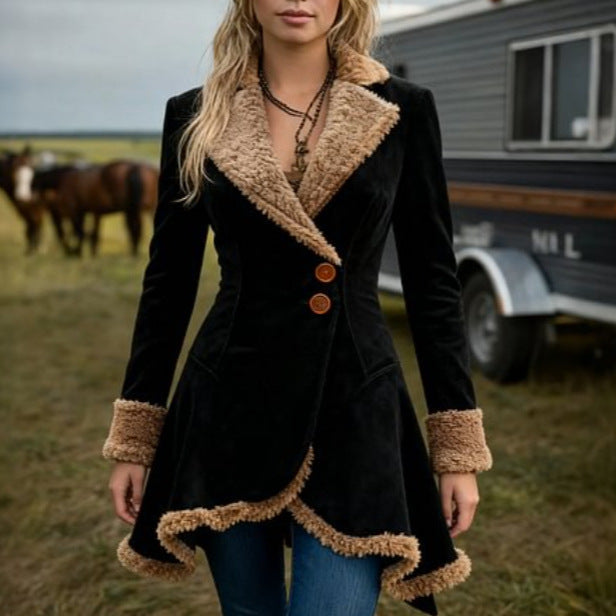 Manteau d'hiver doublé polaire épaisse pour femme