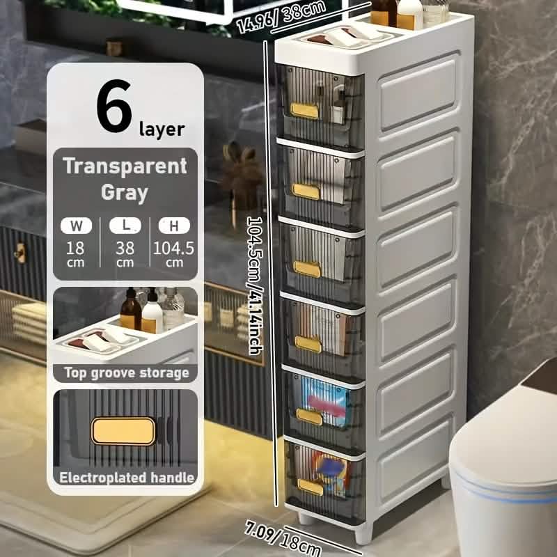 Meuble de rangement à tiroirs multiples et peu profond – 3, 4 ou 6 niveaux